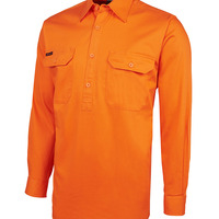 Mens Hi Vis Close Front Long Sleeve 190G Shirt
