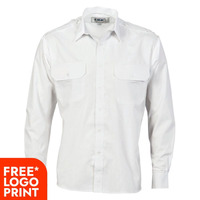 Mens Epaulette Polyester/Cotton Long Sleeve Work Shirt